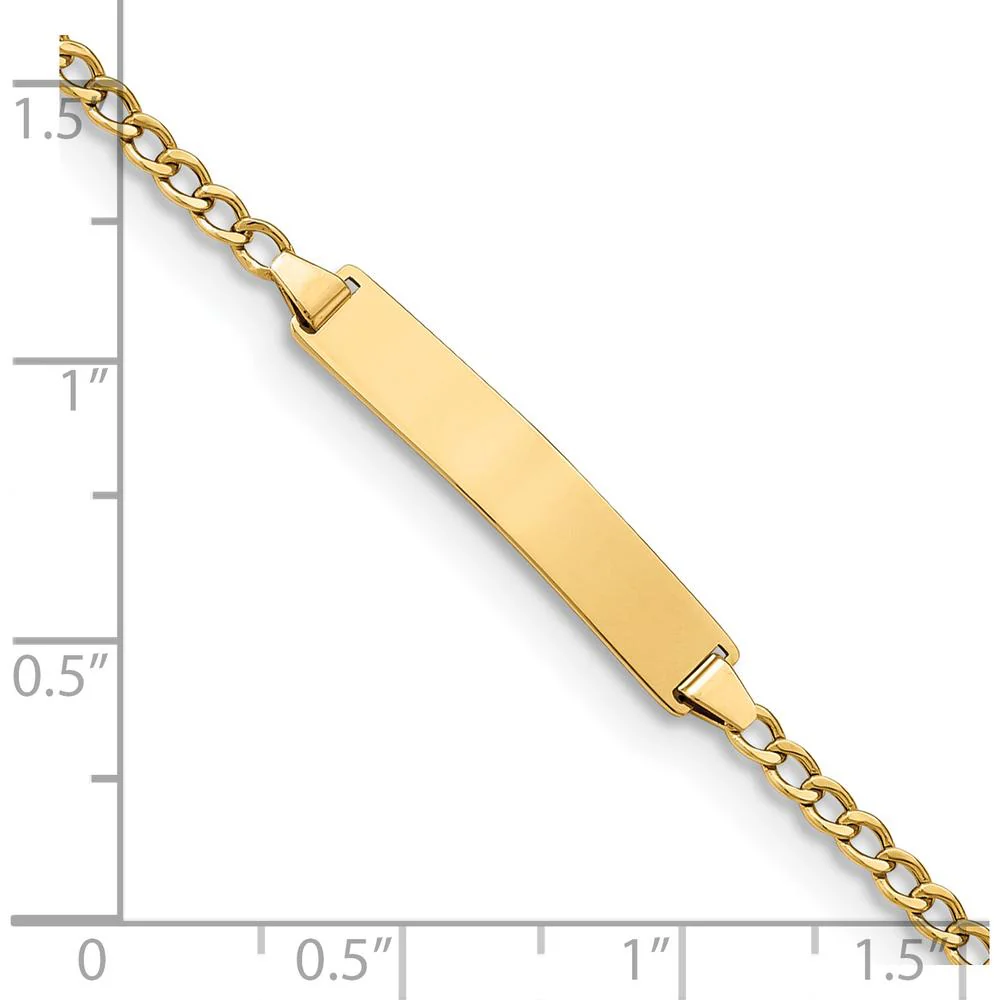 14K Yellow Gold Polished Cuban Link ID Bracelet with Engravable Plate - 7 inches by Oro Pregiato - Image 3