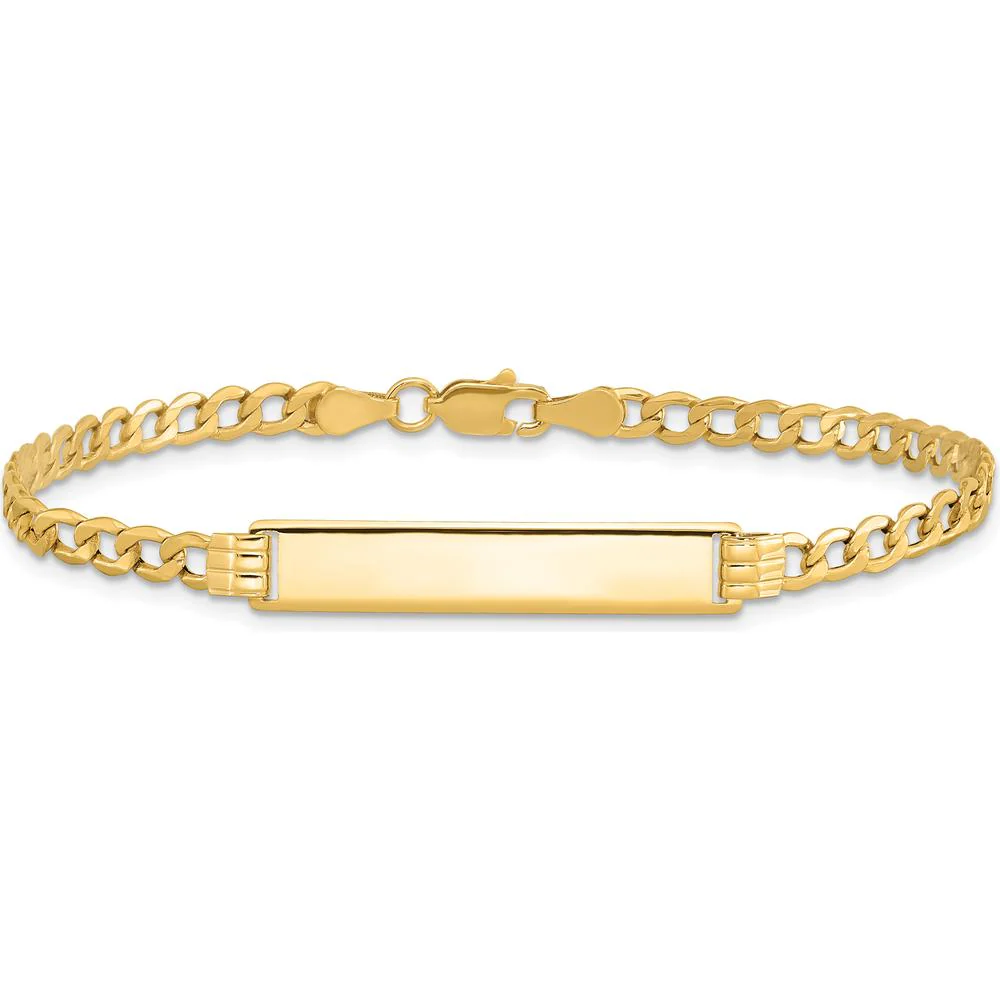 14K Yellow Gold Polished Cuban Link ID Bracelet with Solid Plate - 7" Length by Oro Pregiato - Image 3