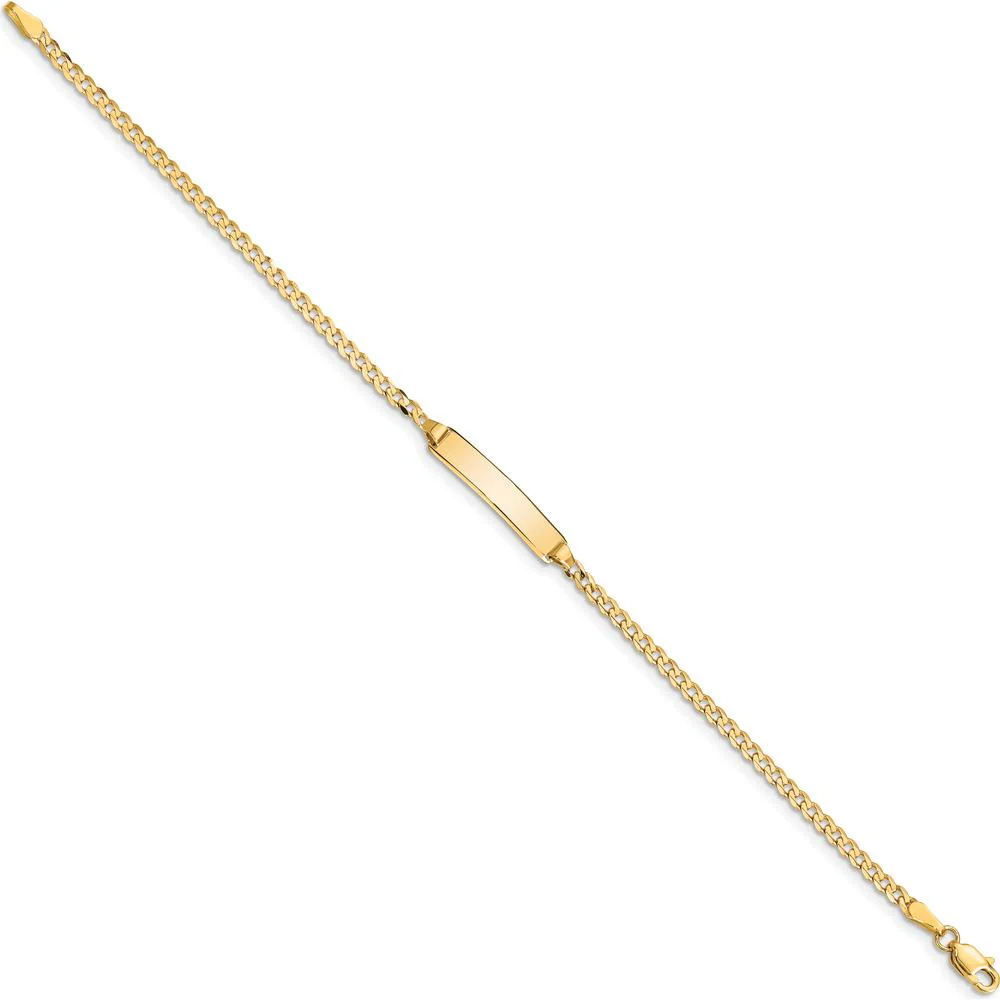 14K Yellow Gold Polished Curb Link 7" ID Bracelet with Solid Plate for Engraving by Oro Pregiato - Image 2