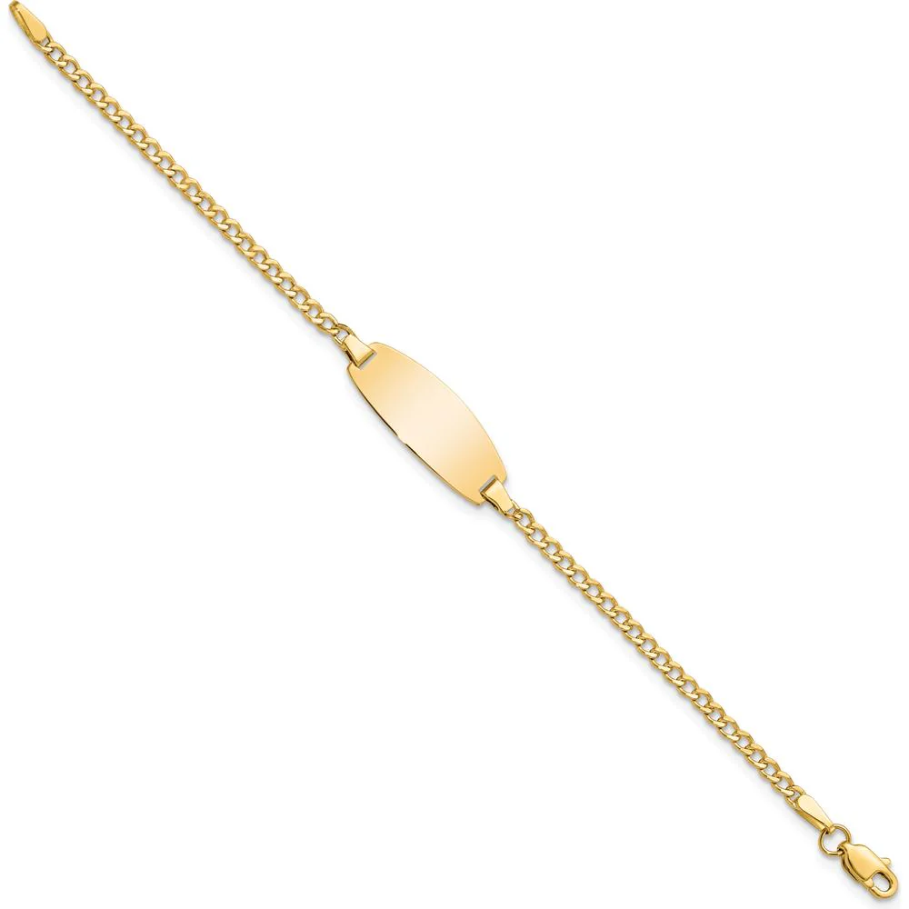 14K Yellow Gold Polished Curb Link ID Bracelet - 5.5" by Oro Pregiato - Image 2