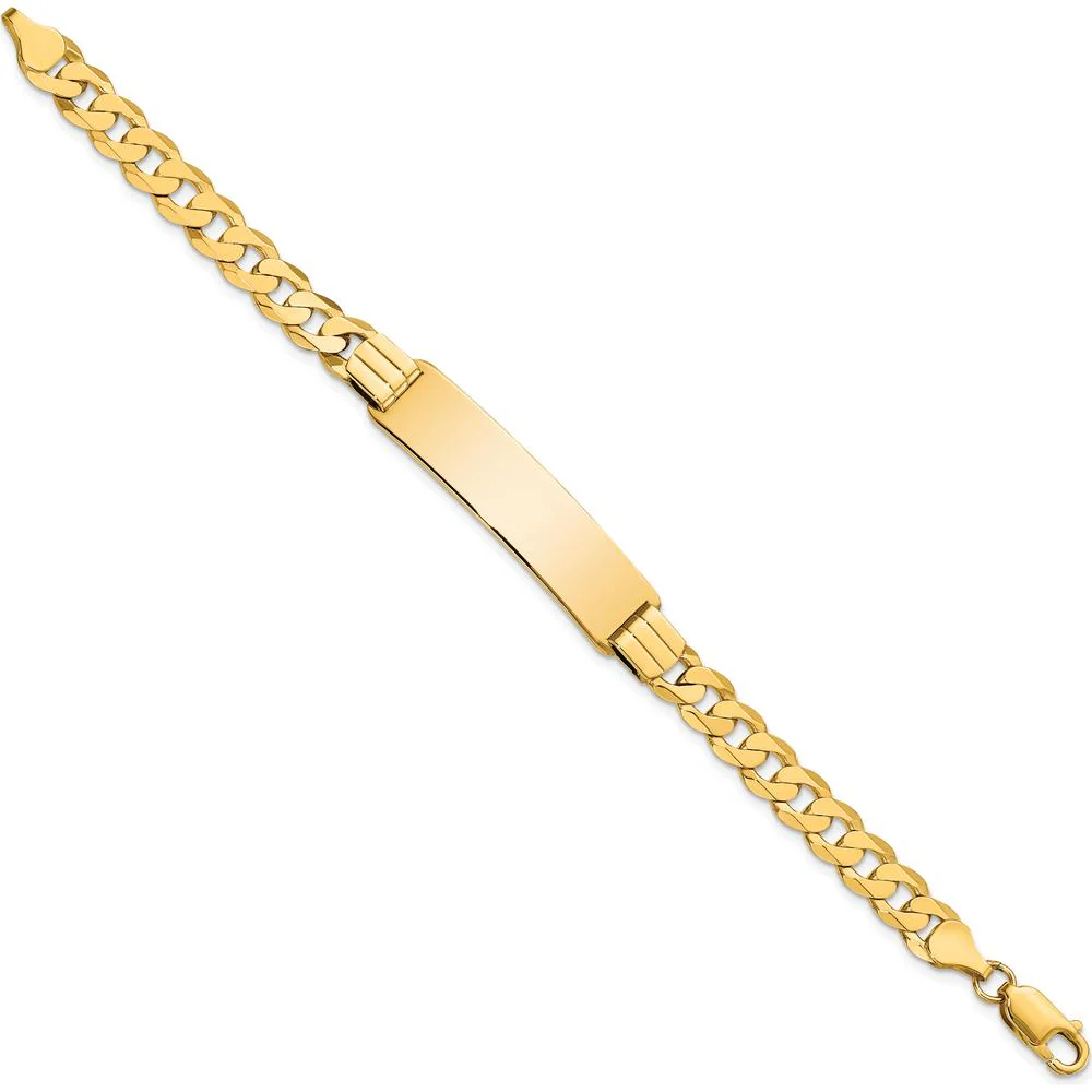 14K Yellow Gold Polished Curb Link ID Bracelet - 7" Length, 37x9mm Plate by Oro Pregiato - Image 2