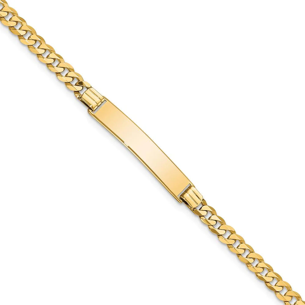 14K Yellow Gold Polished Curb Link ID Bracelet - 8" Length by Oro Pregiato