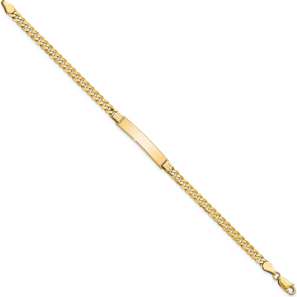 14K Yellow Gold Polished Curb Link ID Bracelet - 8" Length by Oro Pregiato - Image 2