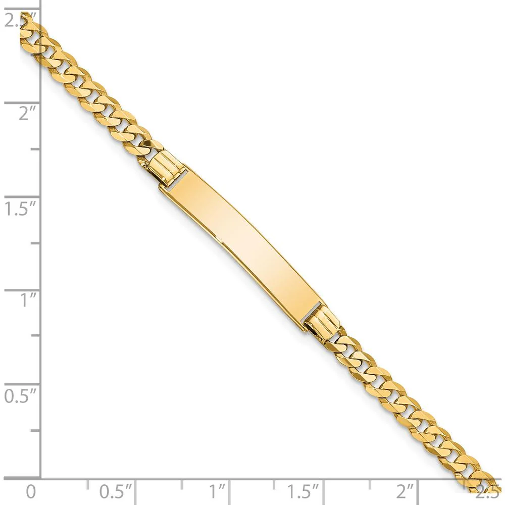14K Yellow Gold Polished Curb Link ID Bracelet - 8" Length by Oro Pregiato - Image 3