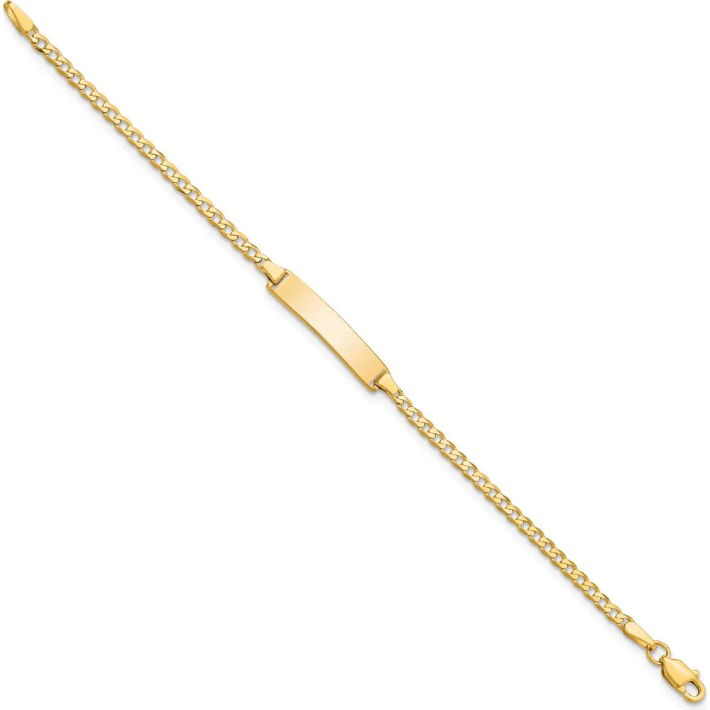 14K Yellow Gold Polished Curb Link ID Bracelet for Children - Engravable 22.5x4.5mm Plate, 5.5" Length by Oro Pregiato - Image 2
