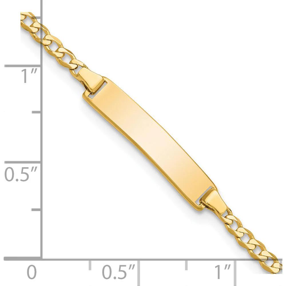 14K Yellow Gold Polished Curb Link ID Bracelet for Children - Engravable 22.5x4.5mm Plate, 5.5" Length by Oro Pregiato - Image 3
