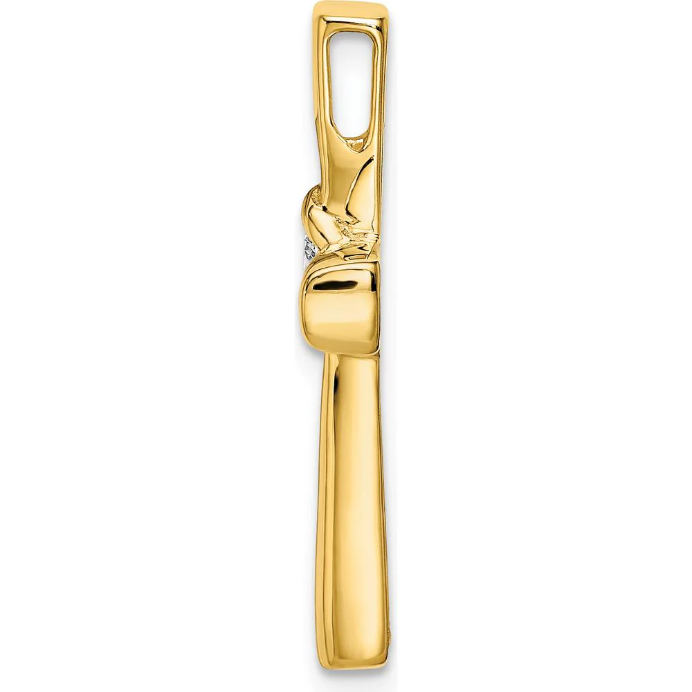 14K Yellow Gold Polished Diamond Cross Slide Pendant - 0.104 Carat Round Diamond by Oro Pregiato - Image 2
