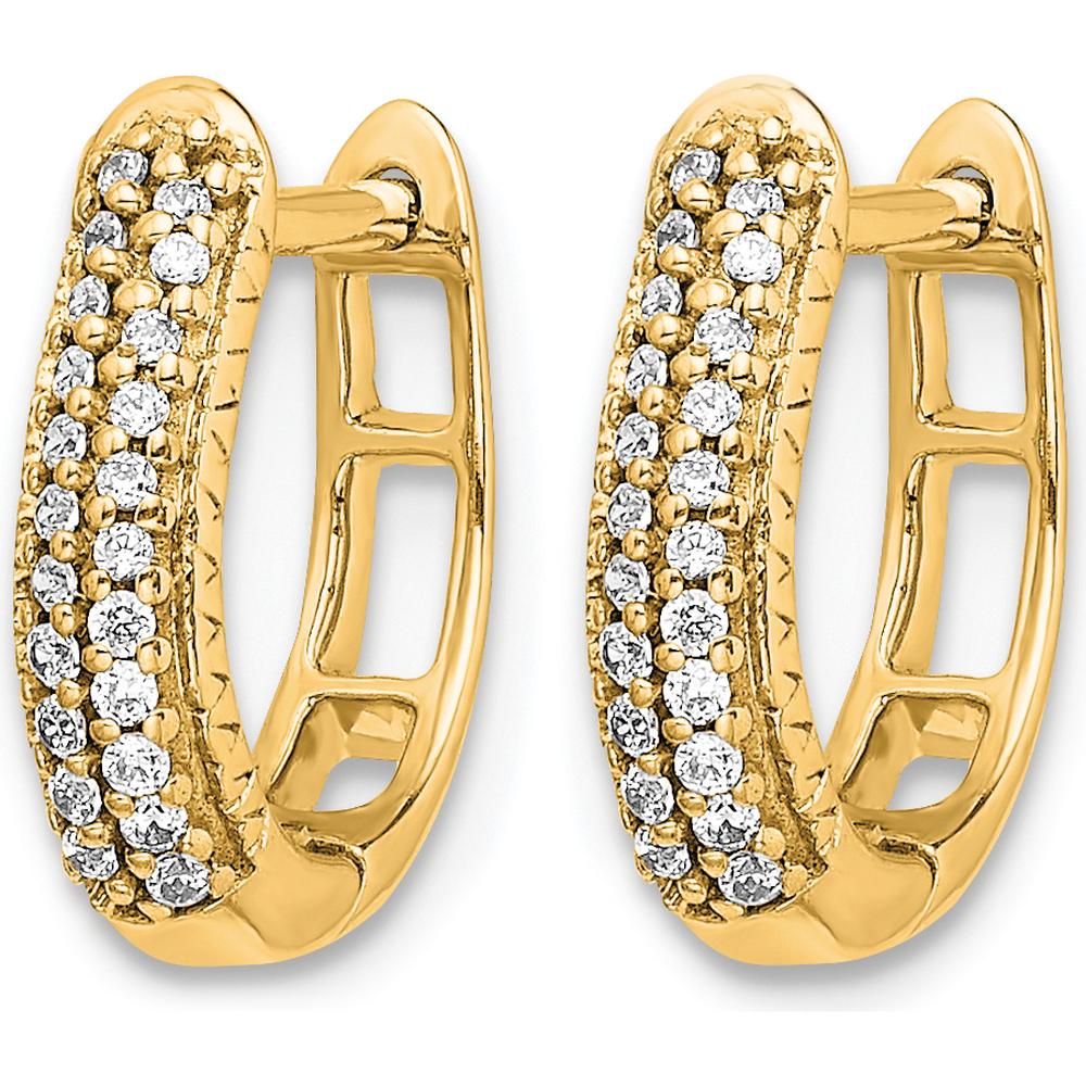 14K Yellow Gold Polished Diamond Hinged Hoop Earrings - 0.004 Carat Total Diamond Weight by Oro Pregiato - Image 2