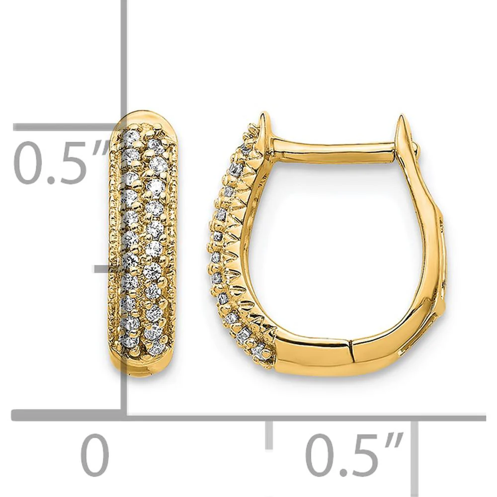14K Yellow Gold Polished Diamond Hinged Hoop Earrings - 0.004 Carat Total Diamond Weight by Oro Pregiato - Image 4