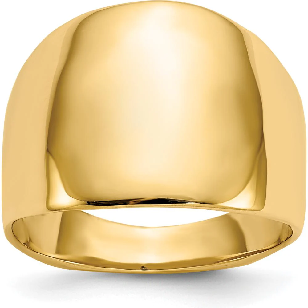 14K Yellow Gold Polished Dome Fashion Ring - Tapered Band Design - Size 7 by Oro Pregiato