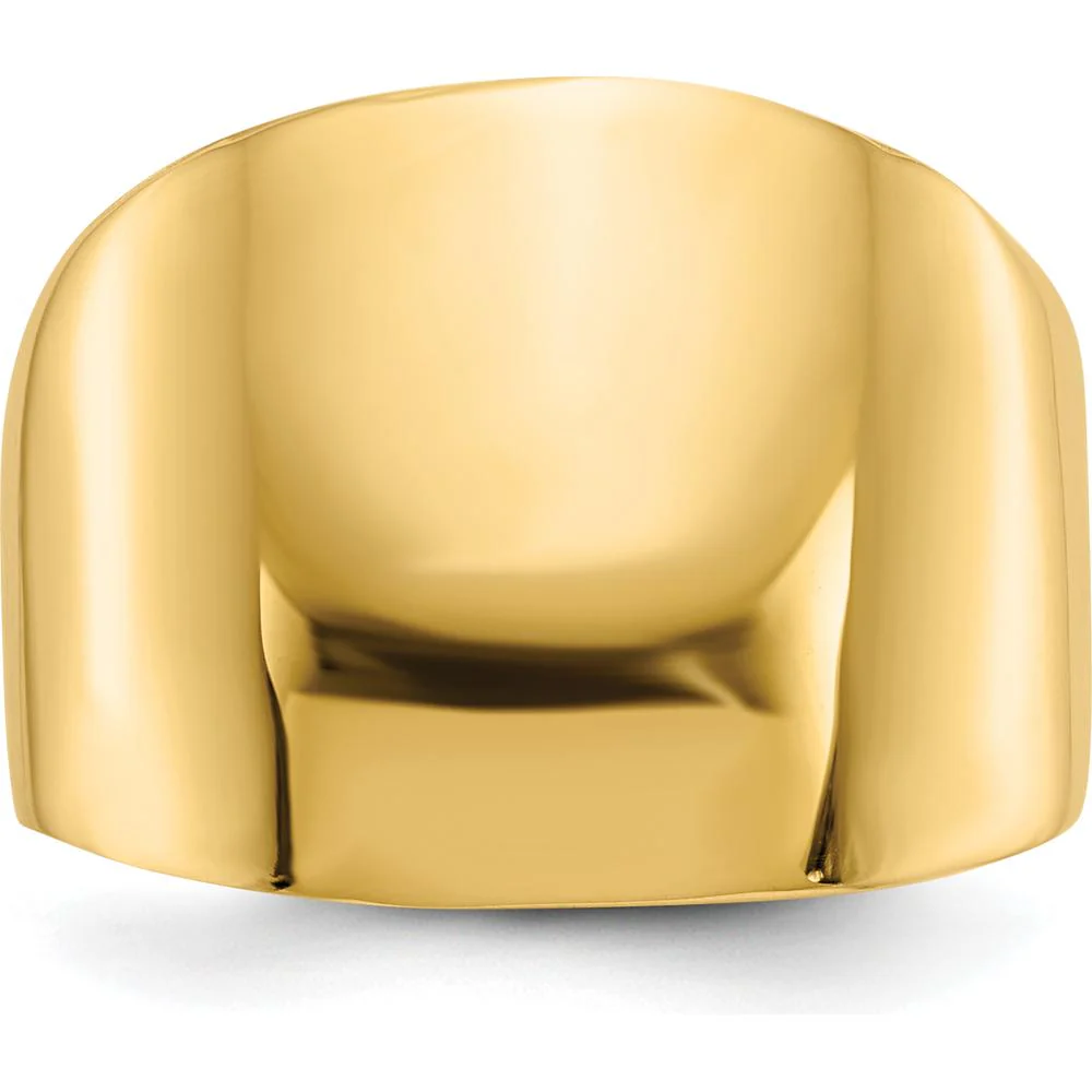 14K Yellow Gold Polished Dome Fashion Ring - Tapered Band Design - Size 7 by Oro Pregiato - Image 4