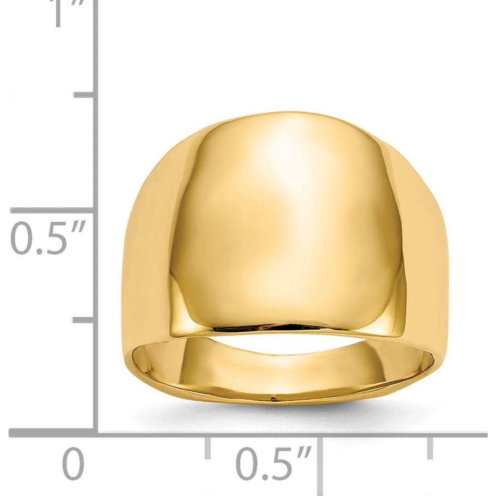 14K Yellow Gold Polished Dome Fashion Ring - Tapered Band Design - Size 7 by Oro Pregiato - Image 5