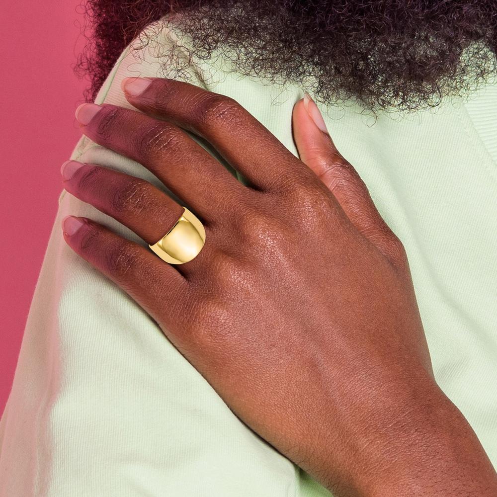 14K Yellow Gold Polished Dome Fashion Ring - Tapered Band Design - Size 7 by Oro Pregiato - Image 6