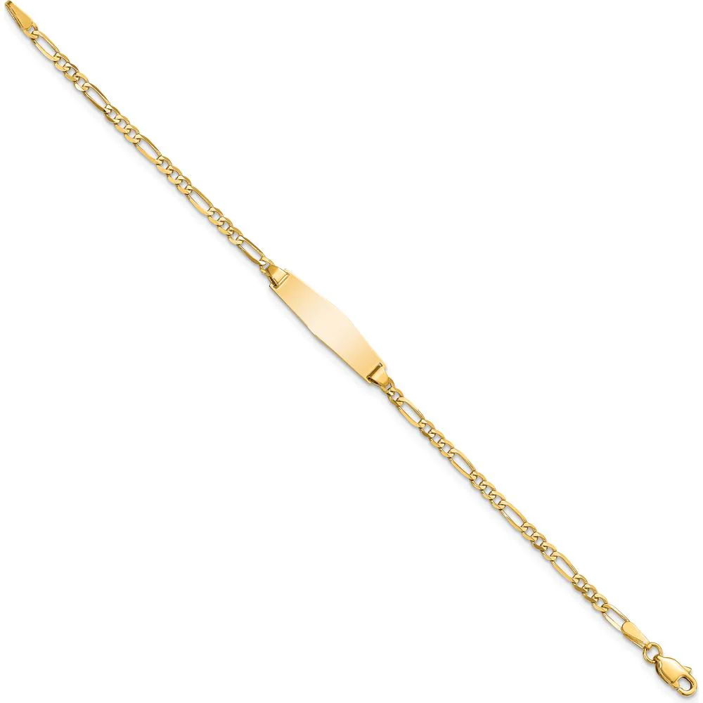 14K Yellow Gold Polished Figaro Chain Baby ID Bracelet - 6" by Oro Pregiato - Image 2