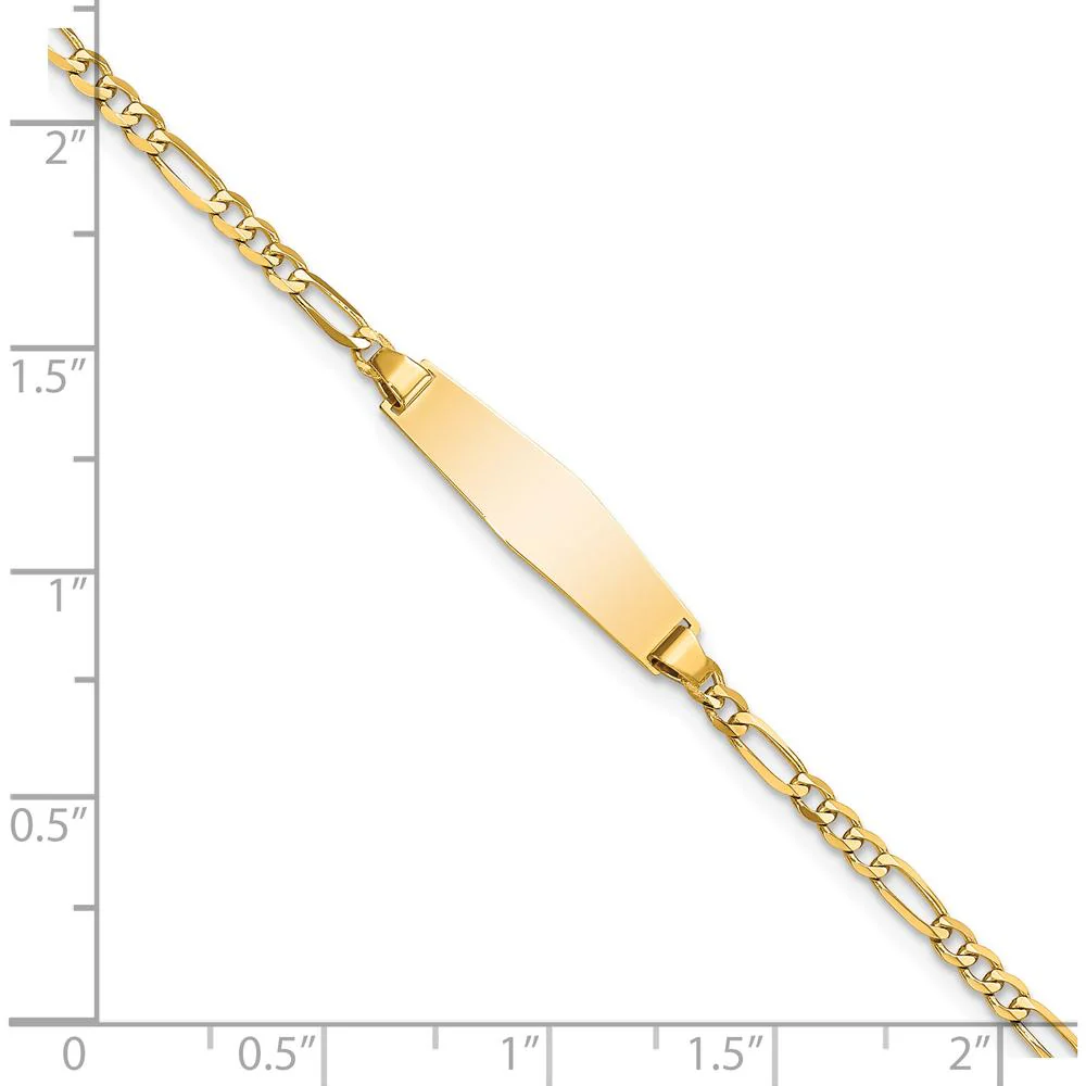 14K Yellow Gold Polished Figaro Chain Baby ID Bracelet - 6" by Oro Pregiato - Image 3