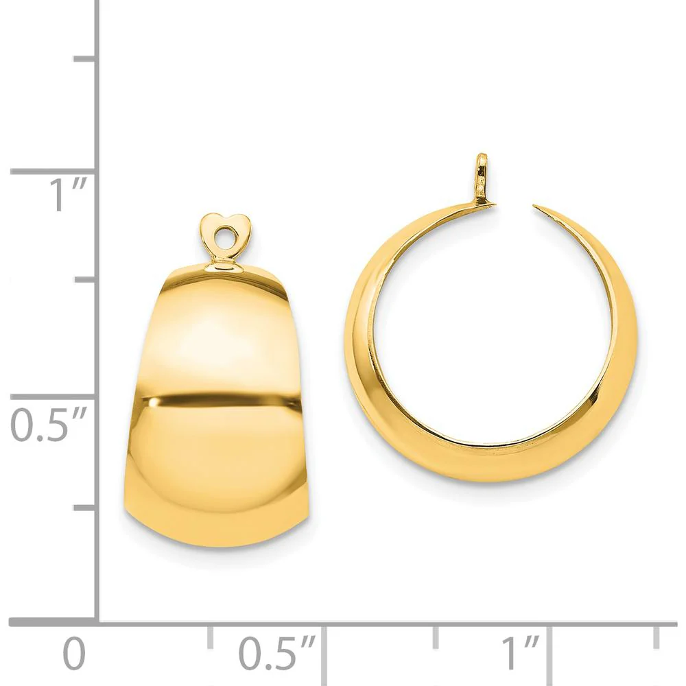 14K Yellow Gold Polished Hoop Earring Jackets - 20mm Length by Oro Pregiato - Image 3