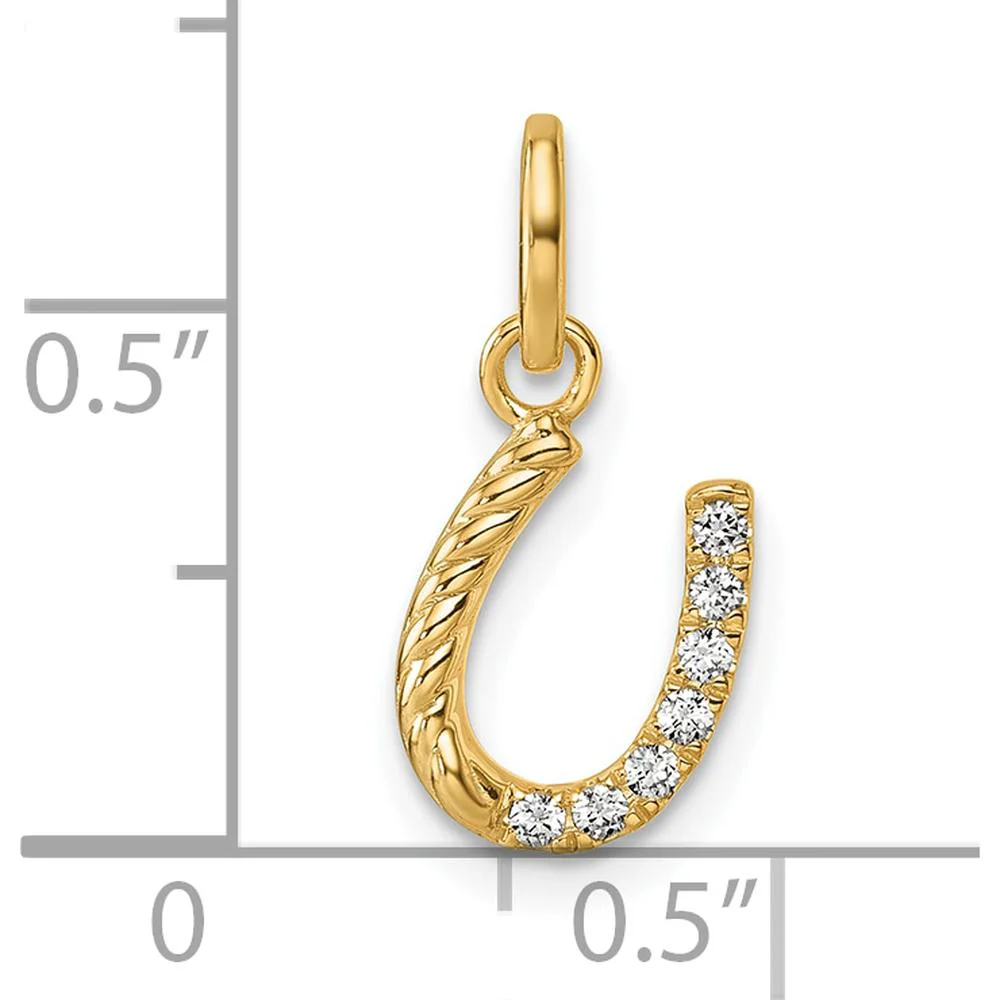 14K Yellow Gold Polished Horseshoe Pendant with Round Diamonds - 0.5 Carat Total Diamond Weight by Oro Pregiato - Image 4