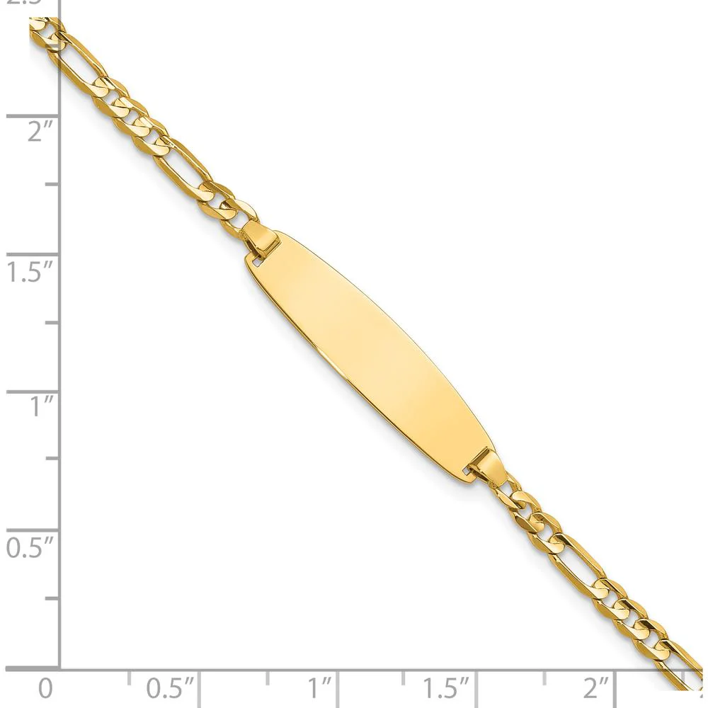 14K Yellow Gold Polished ID Bracelet with Figaro Links - 8" Length by Oro Pregiato - Image 5