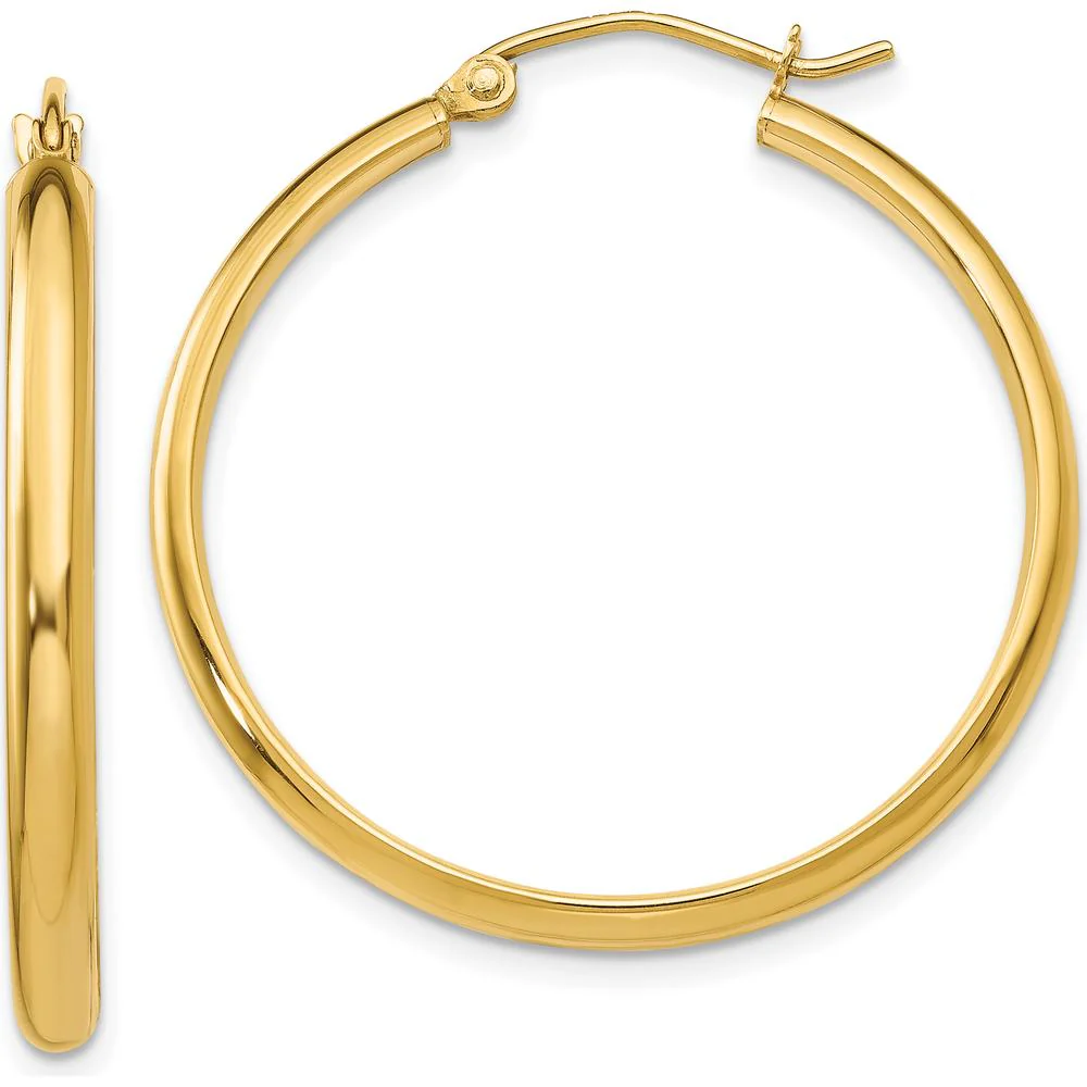 14K Yellow Gold Polished Large Hoop Earrings - 30mm by Oro Pregiato