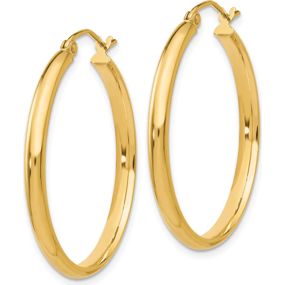 14K Yellow Gold Polished Large Hoop Earrings - 30mm by Oro Pregiato - Image 2