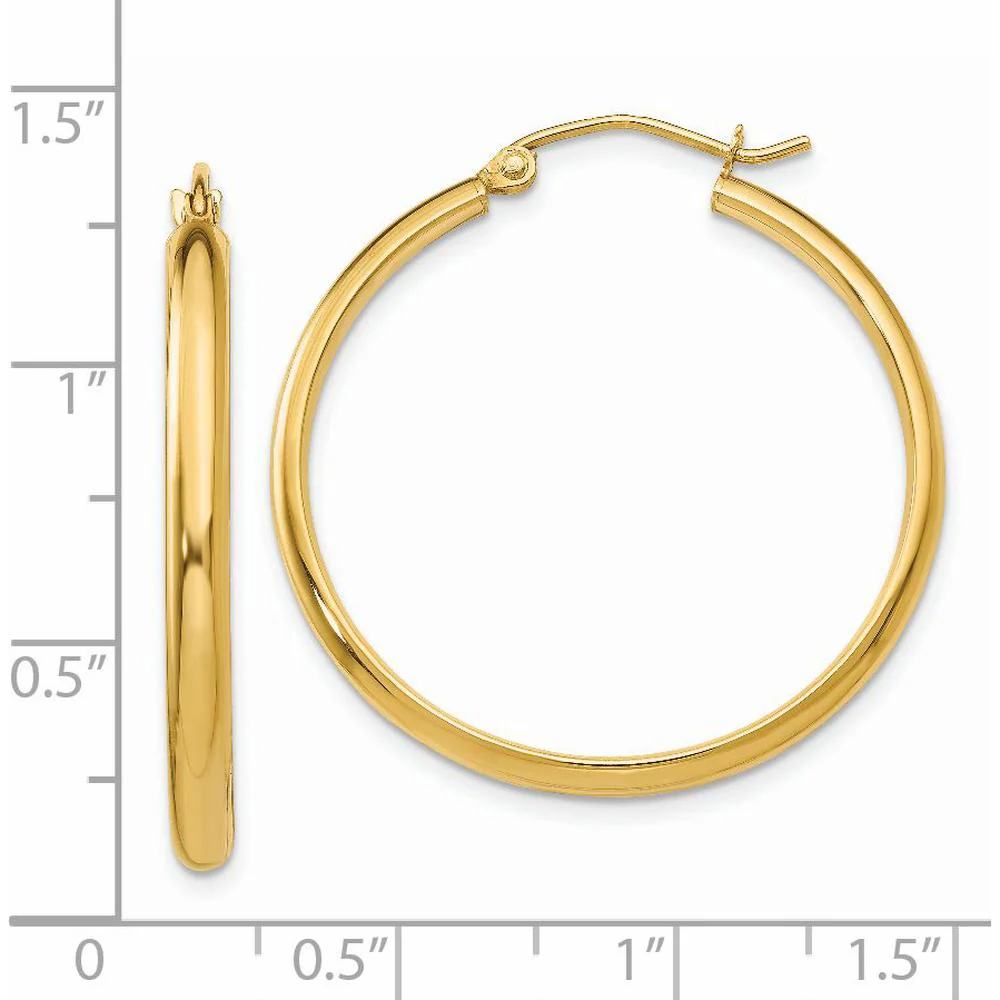 14K Yellow Gold Polished Large Hoop Earrings - 30mm by Oro Pregiato - Image 4