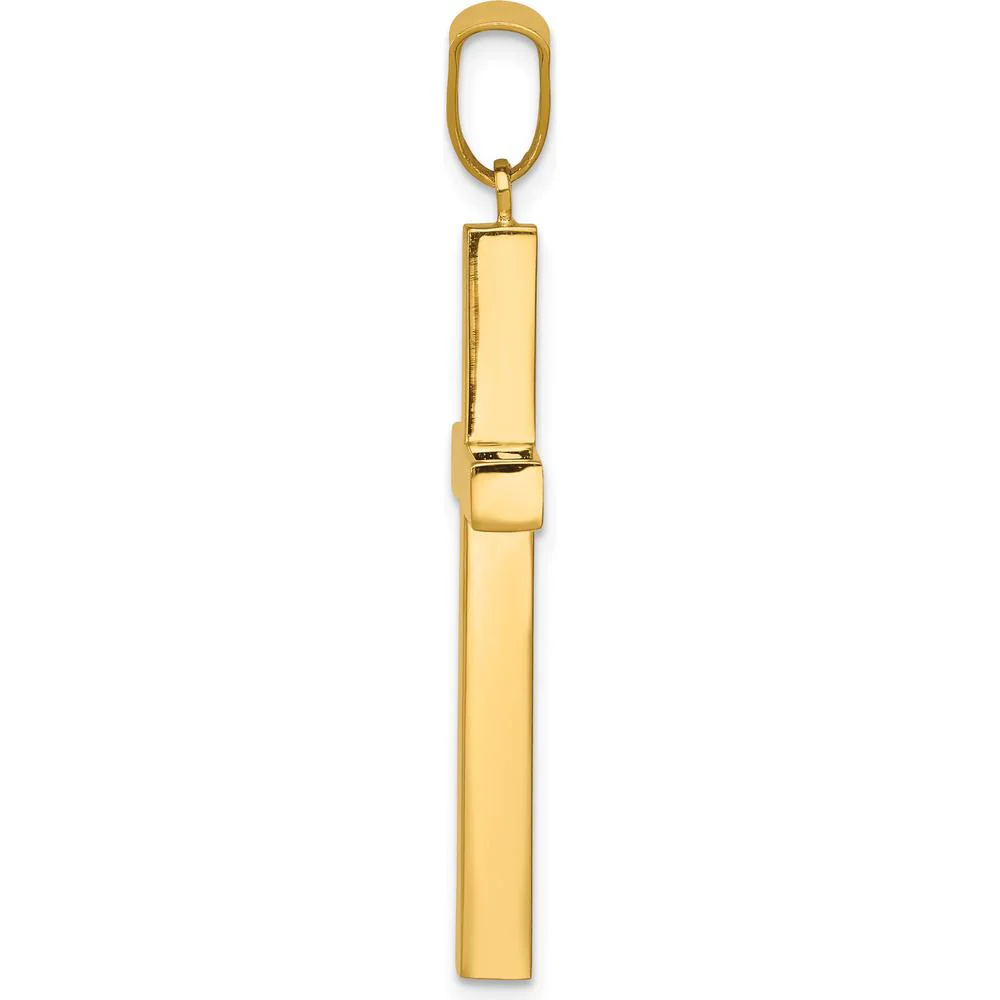 14K Yellow Gold Polished Latin Cross Pendant - 40mm Length by Oro Pregiato - Image 2