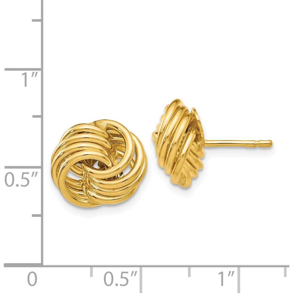 14K Yellow Gold Polished Love Knot Button Earrings - Handcrafted, Hollow Design by Oro Pregiato - Image 4