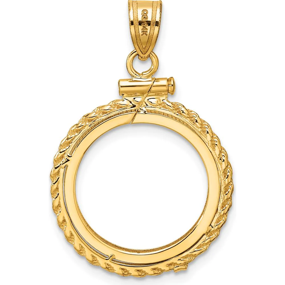 14K Yellow Gold Polished Rope Coin Bezel Pendant for 1/10 oz. American Eagle Coin - 31.2mm Length by Numis Coin Jewelry - Image 3