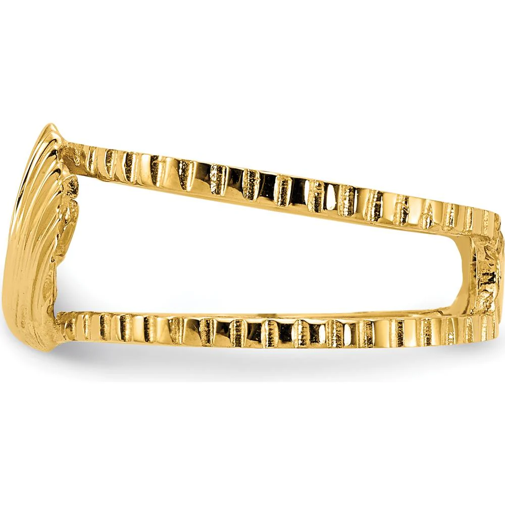 14K Yellow Gold Polished Sea Shell Toe Ring with Grooved Texture by Oro Pregiato - Image 3