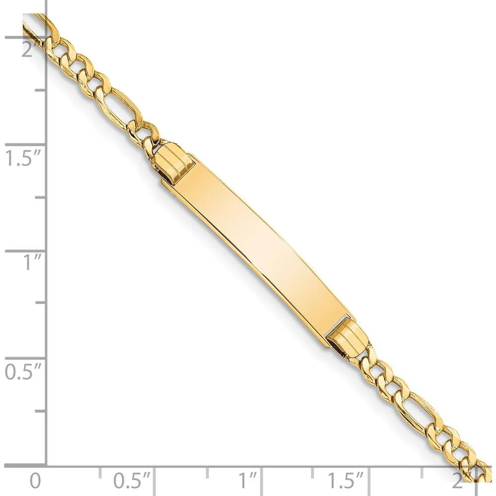 14K Yellow Gold Polished Semi-Solid Figaro Chain ID Bracelet - 8 Inches by Oro Pregiato - Image 3