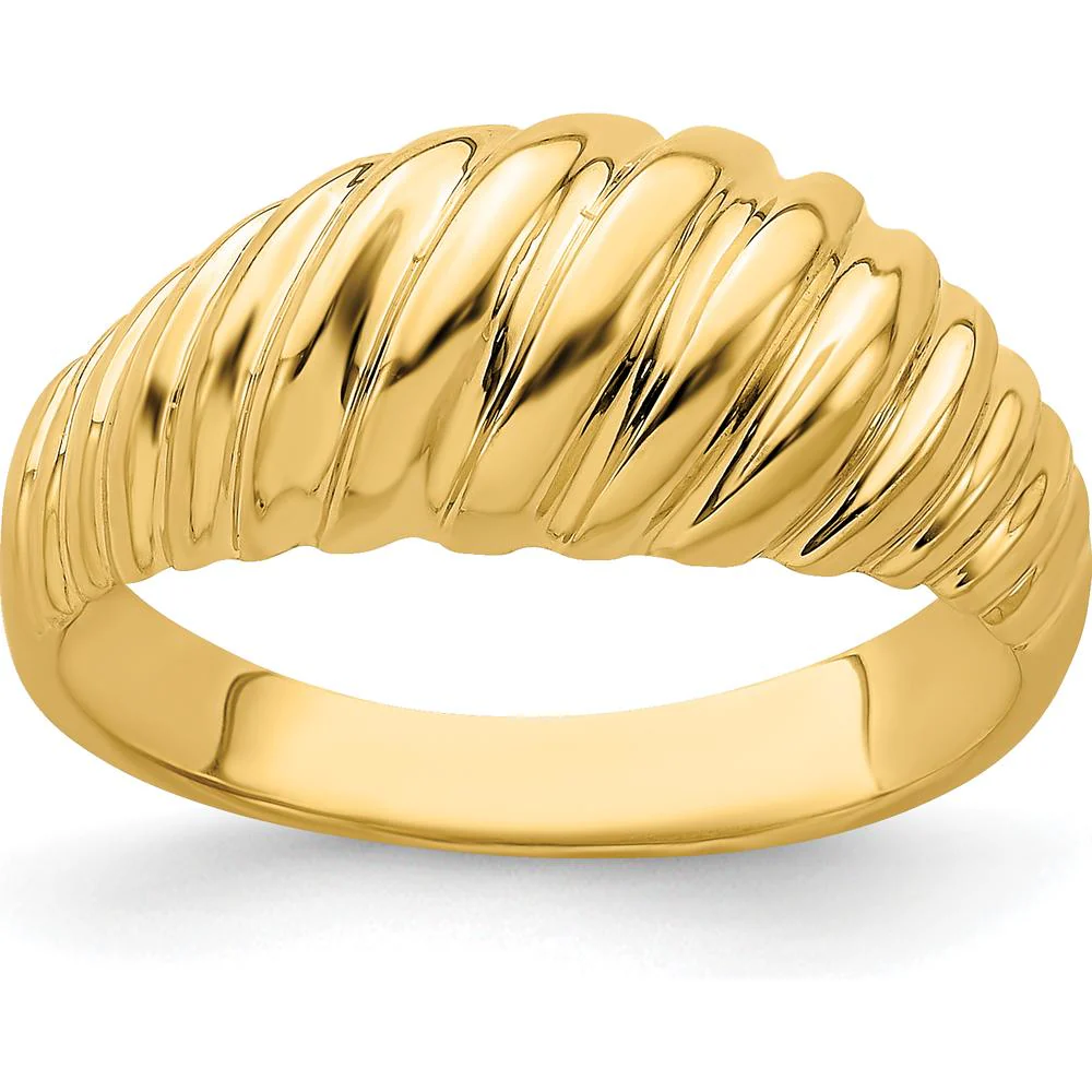 14K Yellow Gold Polished Shrimp Dome Fashion Ring - Size 7 by Oro Pregiato
