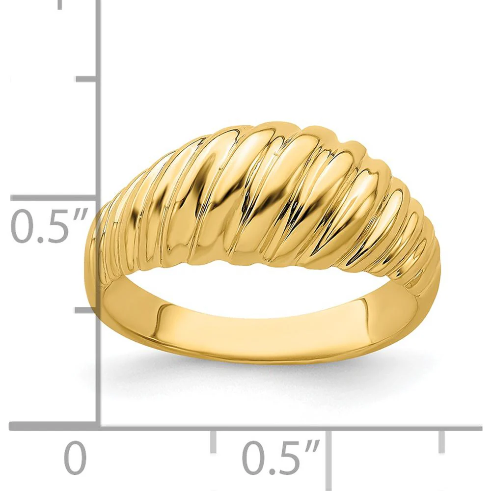 14K Yellow Gold Polished Shrimp Dome Fashion Ring - Size 7 by Oro Pregiato - Image 3