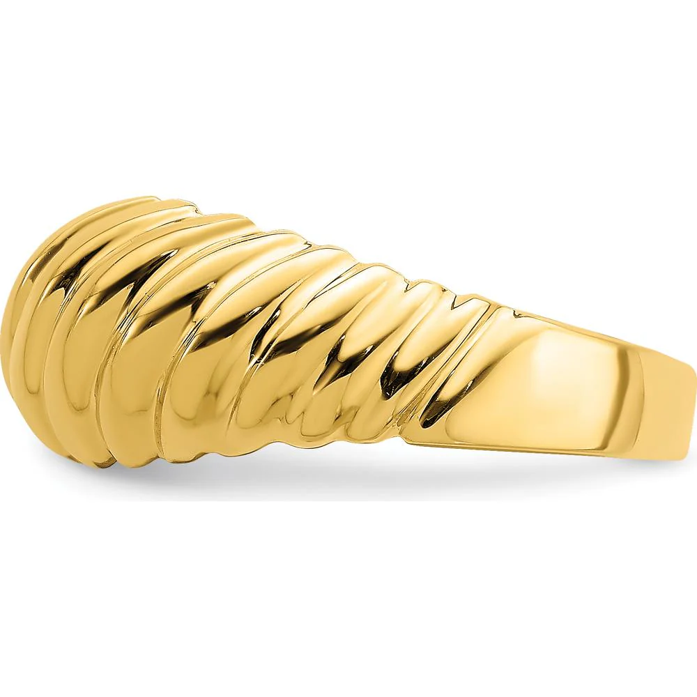 14K Yellow Gold Polished Shrimp Dome Fashion Ring - Size 7 by Oro Pregiato - Image 4
