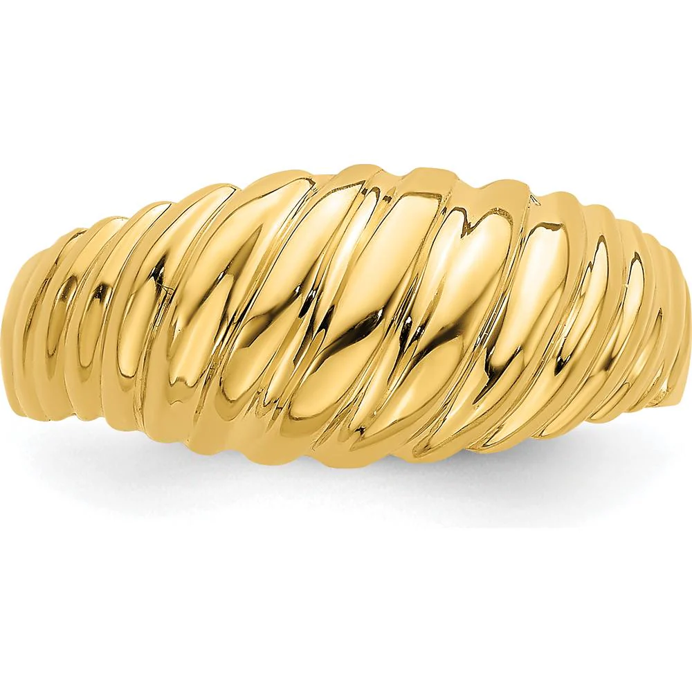 14K Yellow Gold Polished Shrimp Dome Fashion Ring - Size 7 by Oro Pregiato - Image 5