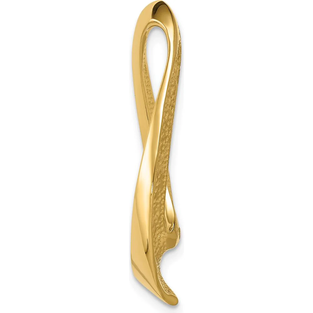 14K Yellow Gold Polished Slide Pendant for Omega Chains - Fits 8mm Regular and 10mm Fancy Omega by Oro Pregiato - Image 2