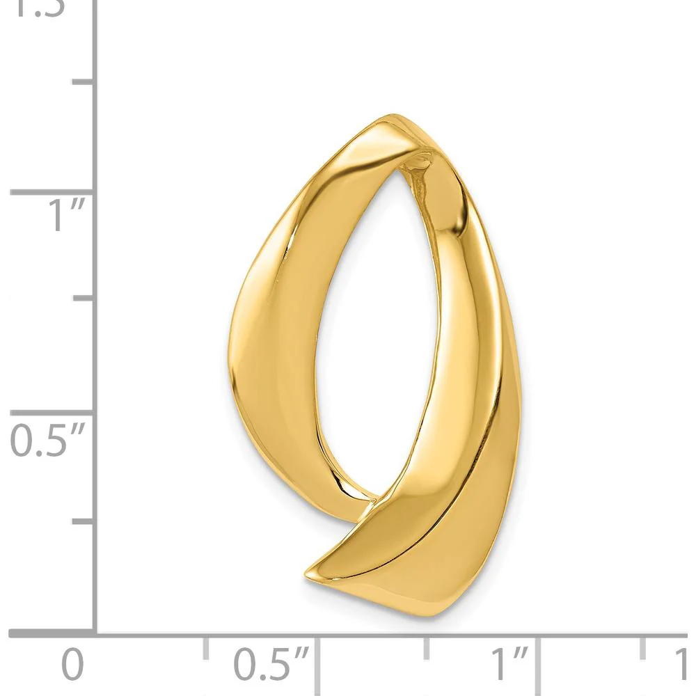 14K Yellow Gold Polished Slide Pendant for Omega Chains - Fits 8mm Regular and 10mm Fancy Omega by Oro Pregiato - Image 4