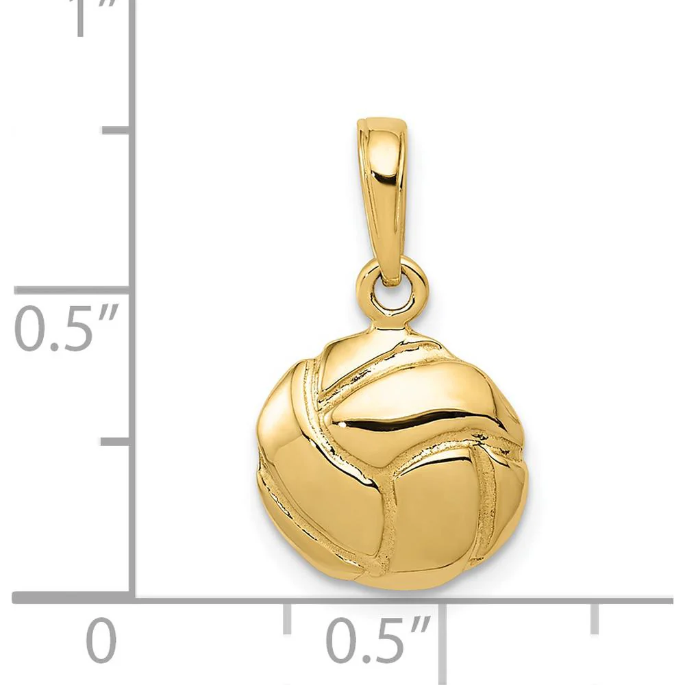 14K Yellow Gold Polished Volleyball Charm - Solid Domed Design by Oro Pregiato - Image 4
