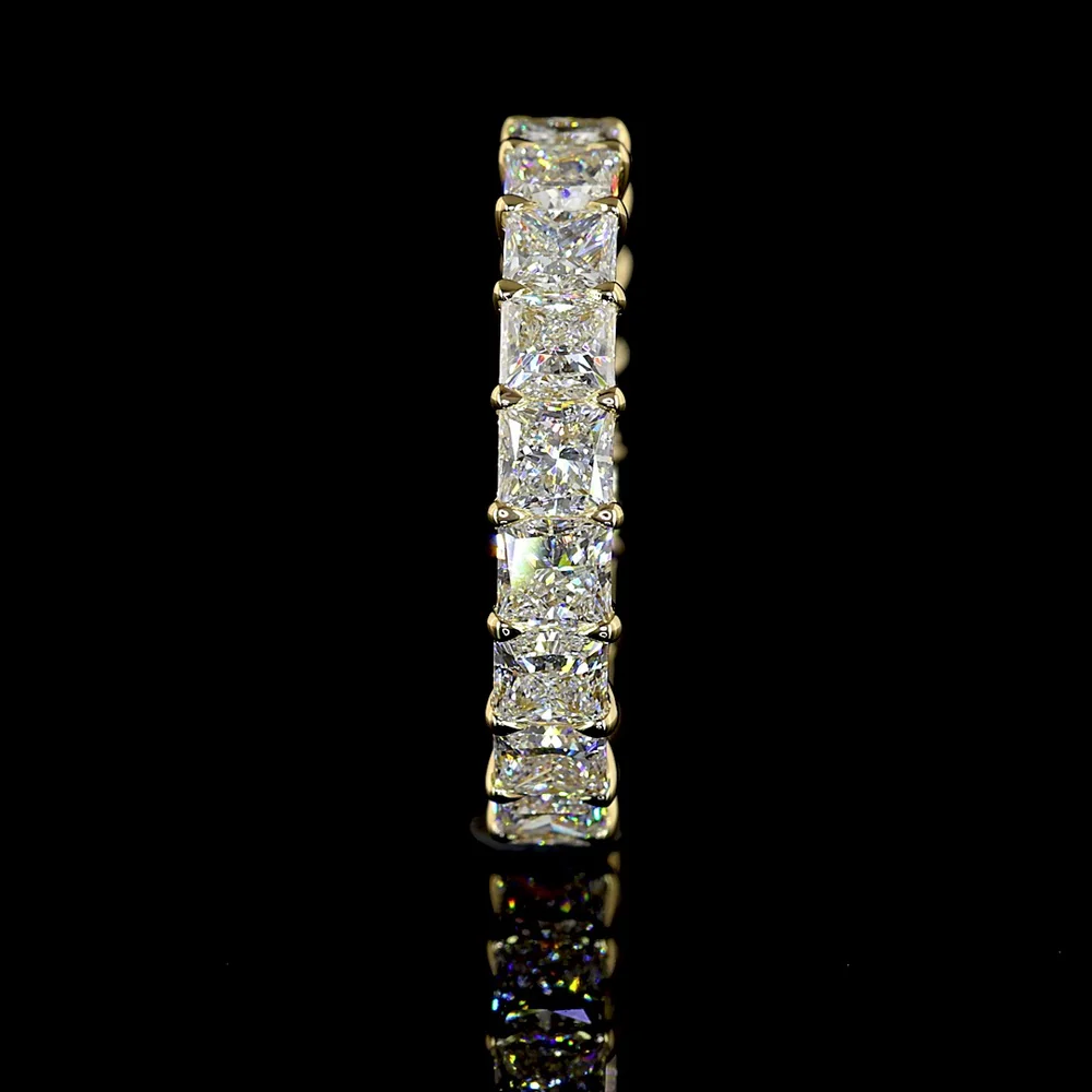 14K Yellow Gold Princess Cut Lab Diamond Eternity Band - 4.20 Carats Total Diamond Weight (E-F Color, VS Clarity) - Covaloro Fine Jewelry - Image 3