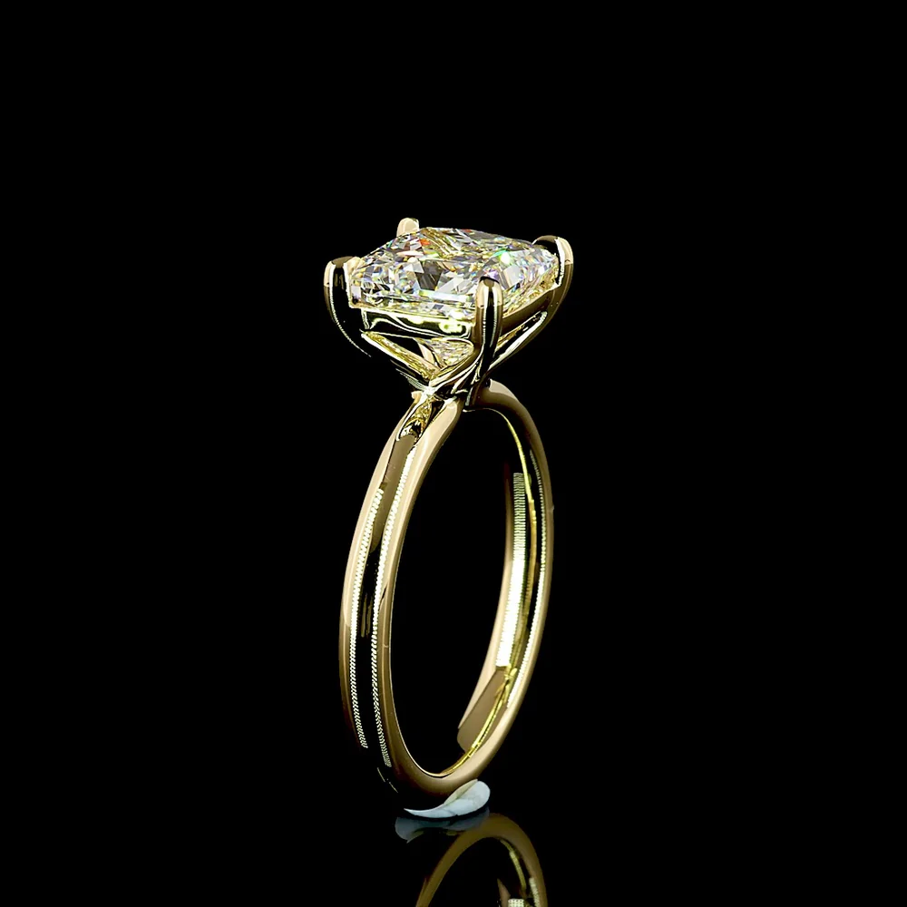 14K Yellow Gold Princess Cut Solitaire Ring with 3.14 Carat Lab-Grown Diamond - E Color VVS2 Clarity IGI Certified - Covaloro Fine Jewelry - Image 4