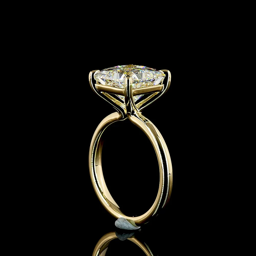 14K Yellow Gold Princess Cut Solitaire Ring with 5.19 Carat Lab Grown E-F VVS2 Diamond - IGI Certified - Covaloro Fine Jewelry - Image 3