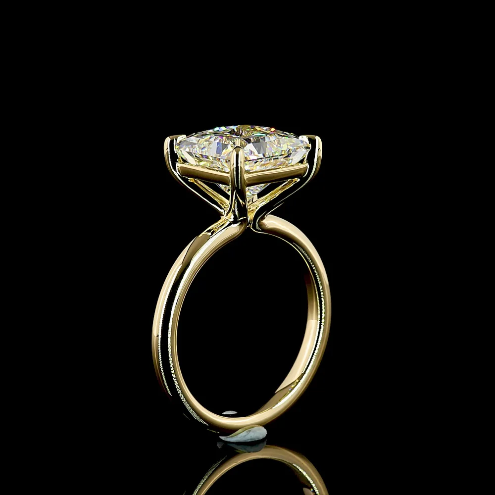 14K Yellow Gold Princess Cut Solitaire Ring with 5.19 Carat Lab Grown E-F VVS2 Diamond - IGI Certified - Covaloro Fine Jewelry - Image 4