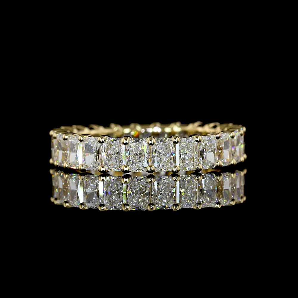 14K Yellow Gold Radiant Cut Diamond Eternity Band with Prong Set Lab-Grown Diamonds - 2.92 Carat Total Weight - Covaloro Fine Jewelry