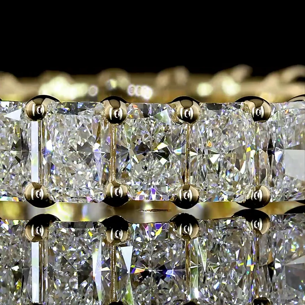 14K Yellow Gold Radiant Cut Diamond Eternity Band with Prong Set Lab-Grown Diamonds - 2.92 Carat Total Weight - Covaloro Fine Jewelry - Image 2