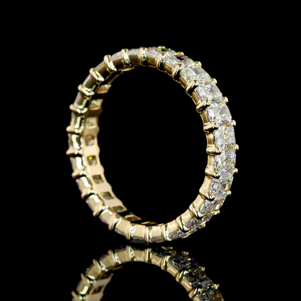14K Yellow Gold Radiant Cut Diamond Eternity Band with Prong Set Lab-Grown Diamonds - 2.92 Carat Total Weight - Covaloro Fine Jewelry - Image 3