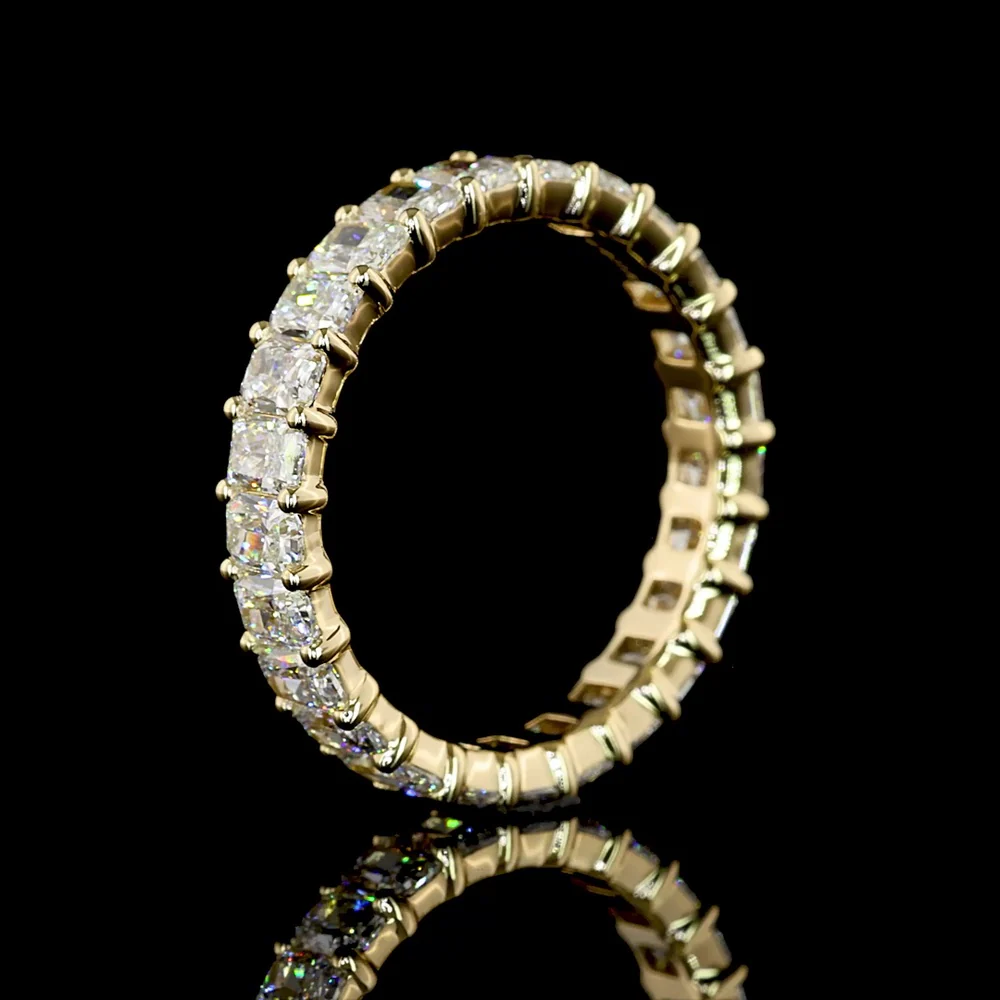 14K Yellow Gold Radiant Cut Diamond Eternity Band with Prong Set Lab-Grown Diamonds - 2.92 Carat Total Weight - Covaloro Fine Jewelry - Image 4