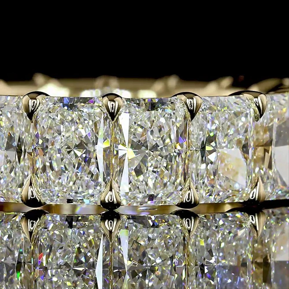 14K Yellow Gold Radiant Cut Eternity Band with Prong Set Lab Diamonds - 6.67 Carat Total Weight, E-F Color VS1 Clarity - Covaloro Fine Jewelry - Image 2