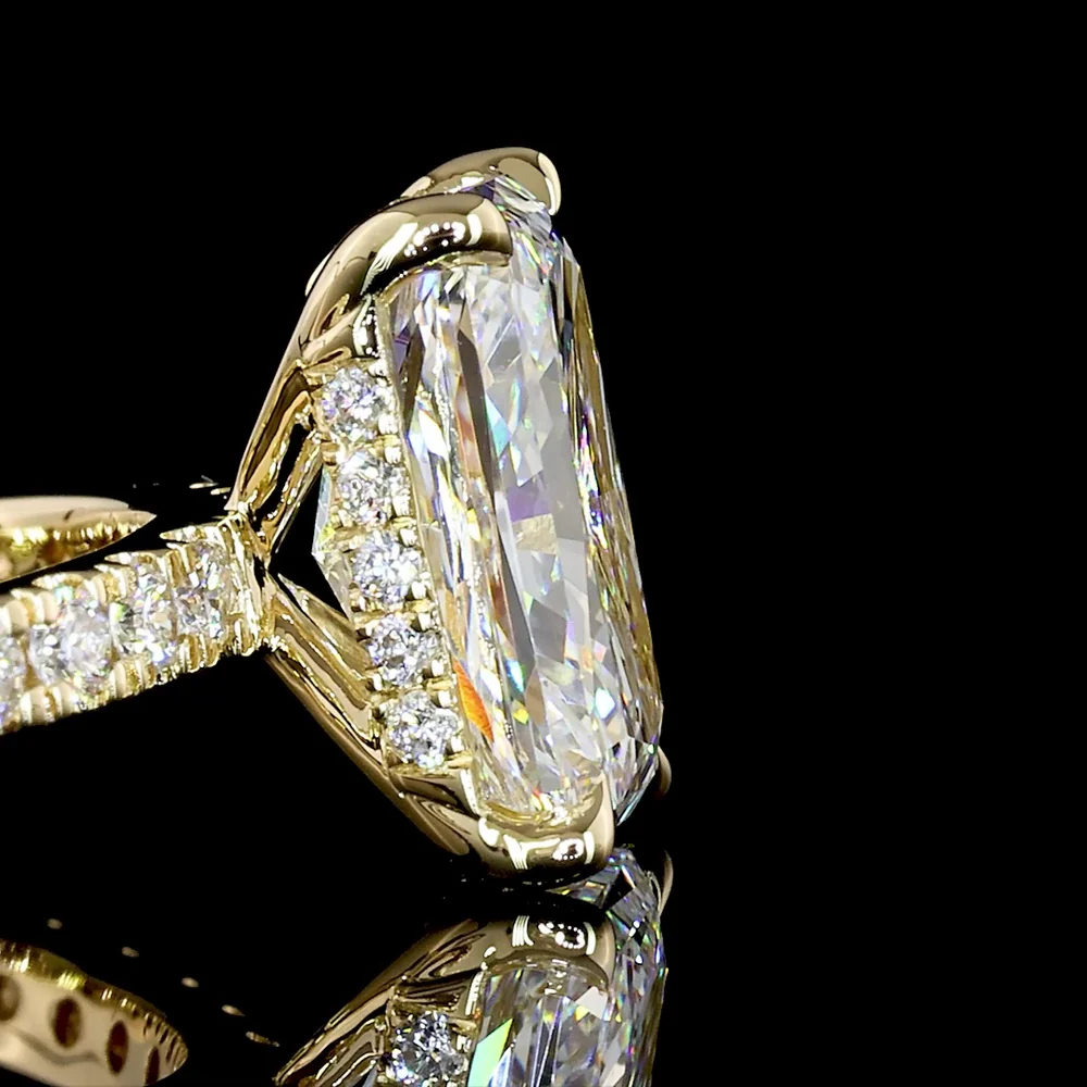 14K Yellow Gold Radiant Cut Hidden Halo Ring with 2.11 Carat Lab Diamond Center and 0.33 Carat Brilliant Cut Side Diamonds - 2.44 Carat Total Diamond Weight, GIA Certified - Covaloro Fine Jewelry - Image 2