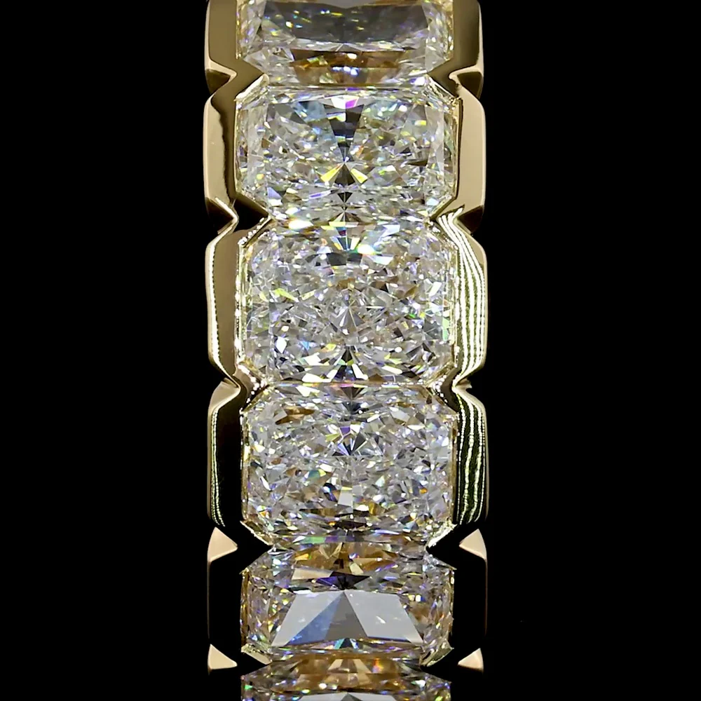 14K Yellow Gold Radiant Cut Huggie Earrings with Half Bezel Set Lab Diamonds - 2.10 Carat Total Weight - Covaloro Fine Jewelry - Image 3