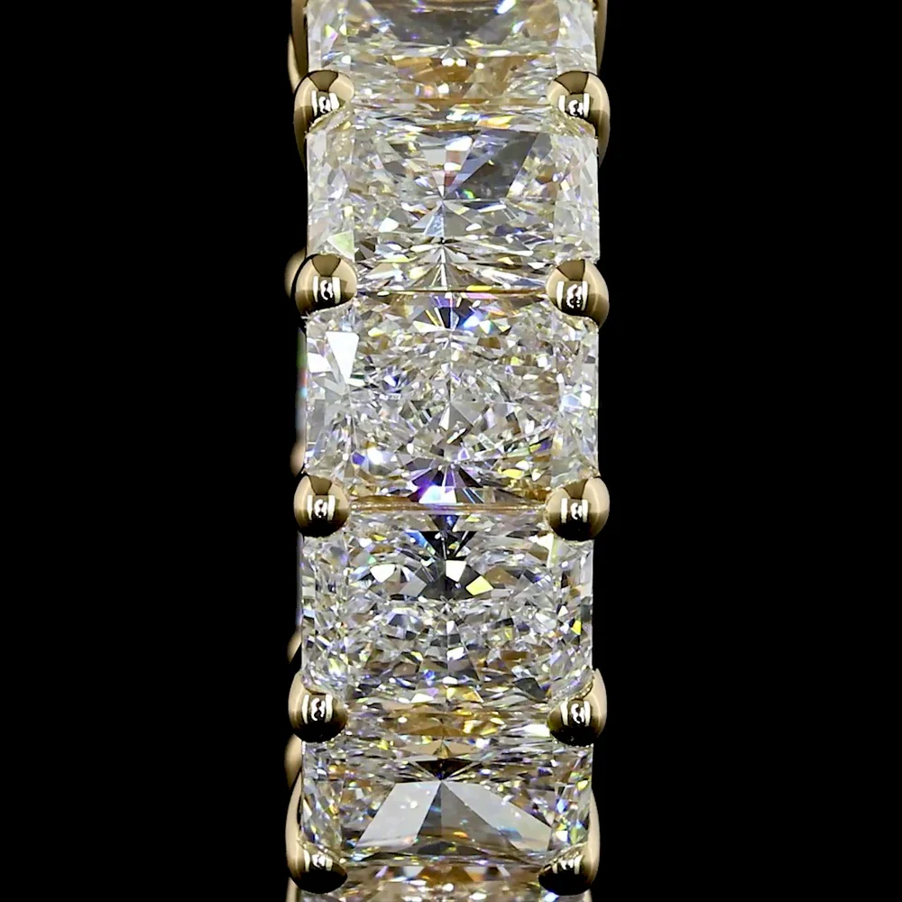 14K Yellow Gold Radiant Cut Lab Diamond Huggie Earrings - 3.03 Carats Total Diamond Weight, E-F VS Clarity, 18 Stones Total - Covaloro Fine Jewelry - Image 3