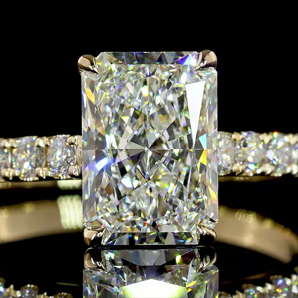 14K Yellow Gold Radiant Cut Lab Diamond Solitaire Engagement Ring with Pavé Shank - 2.75 Carat Total Diamond Weight - Covaloro Fine Jewelry - Image 2